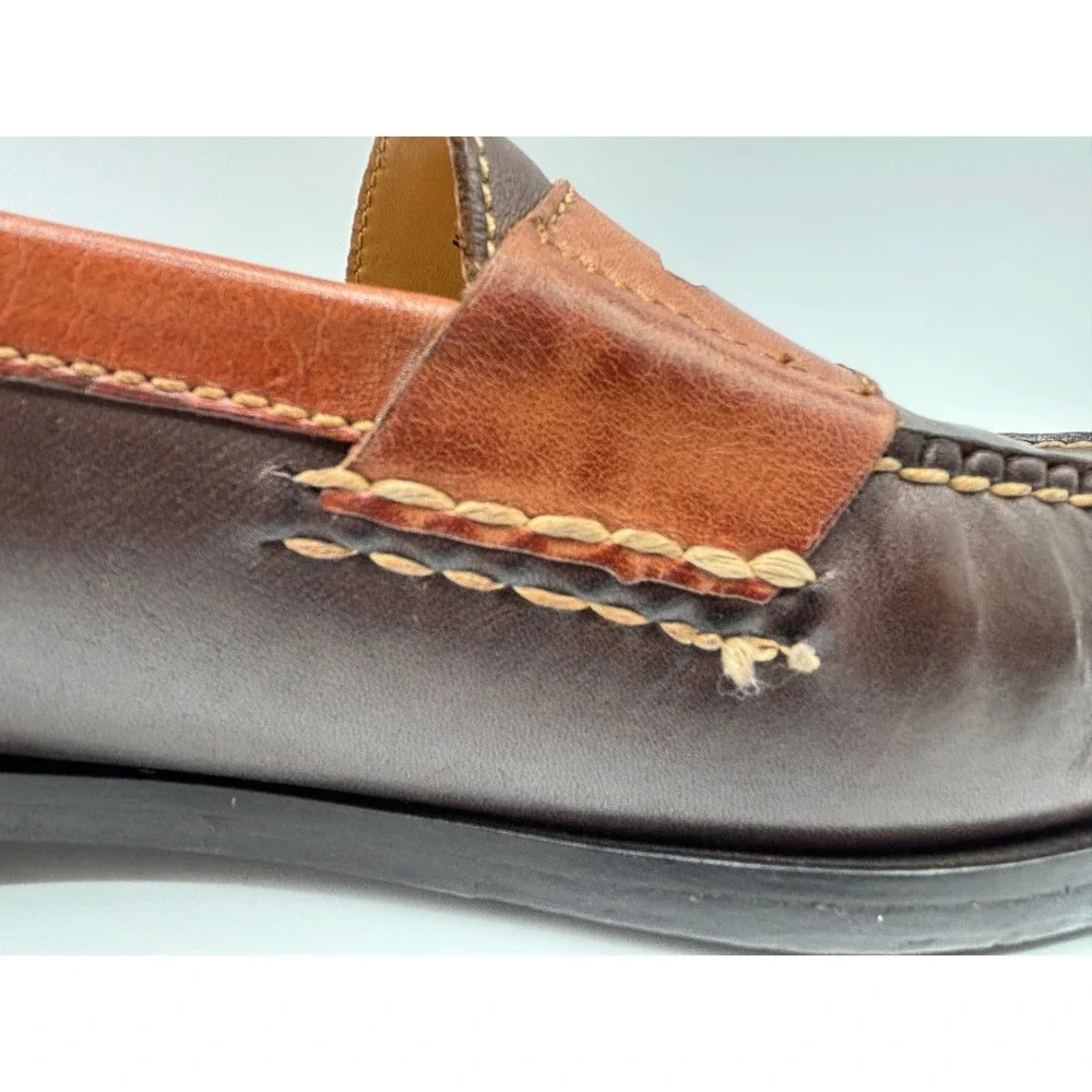 Cole Haan Men's Two-Tone Brown Leather Penny Loafers Dress Casual Shoes Size 10